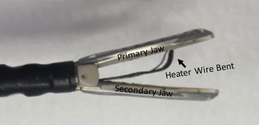 Example of a device experiencing a bent heater wire.