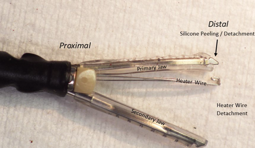 Example of a device experiencing both Heater Wore Detachment and Silicone Peeling/Detachment