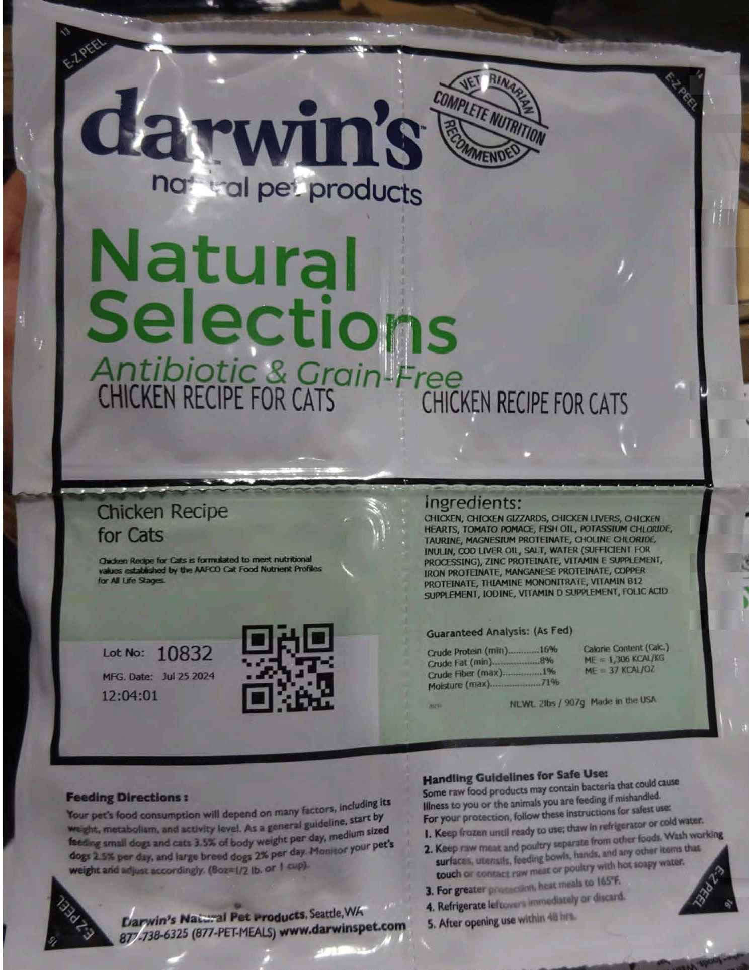 FDA Advisory Do Not Feed Certain Lots of Darwin s Natural Selections Pet Food Due to Salmonella and Listeria monocytogenes FDA