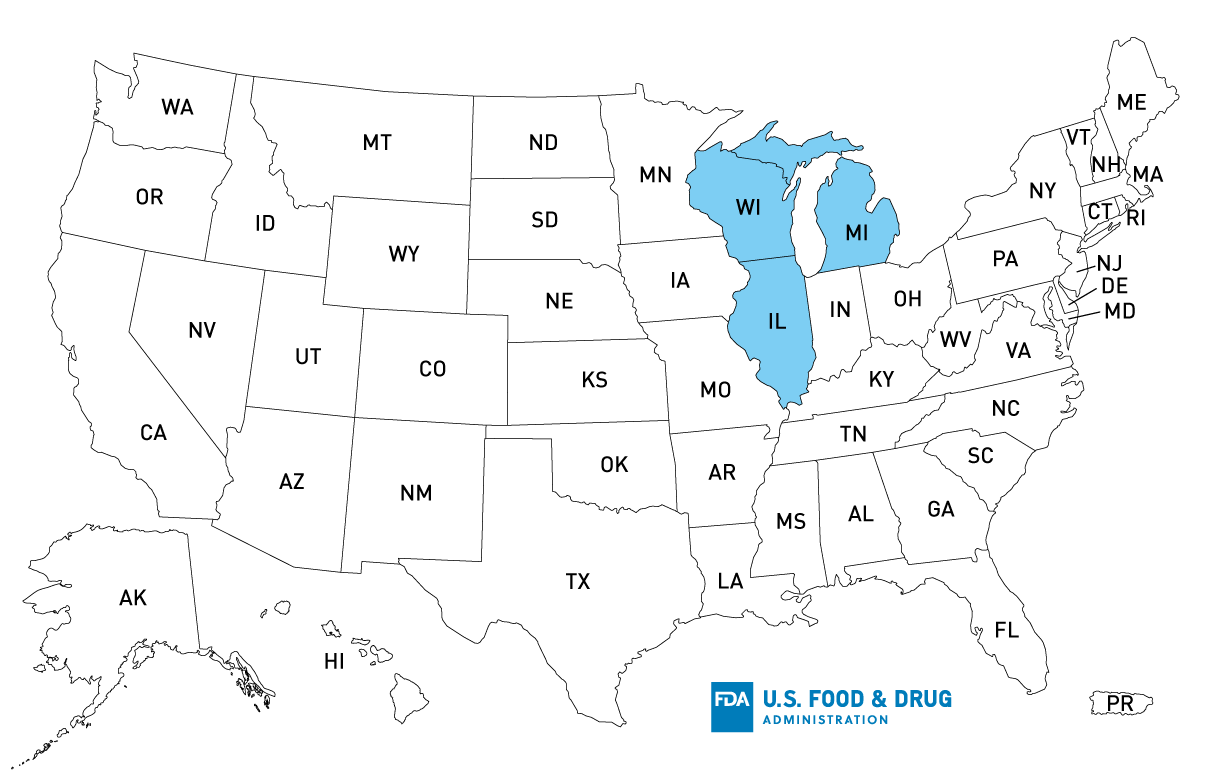 Map of U.S. Distribution of Recalled Eggs Sold at Retail - Outbreak Investigation of Salmonella: Eggs (Sept 2024)