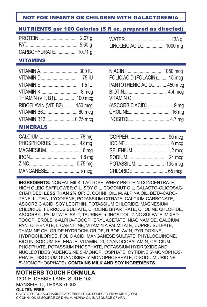 Mother's Touch Formula Ingredients