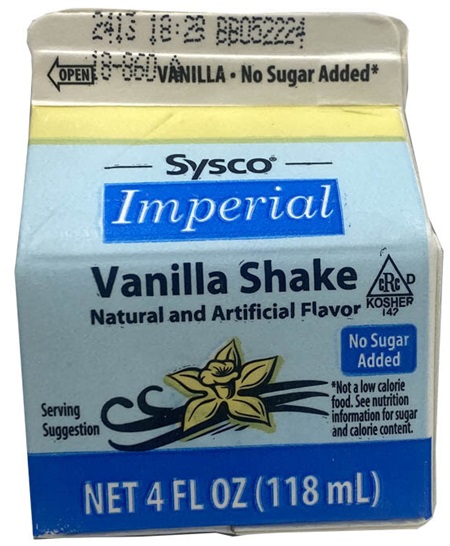 Sysco Imperial No Sugar Added Vanilla Shake