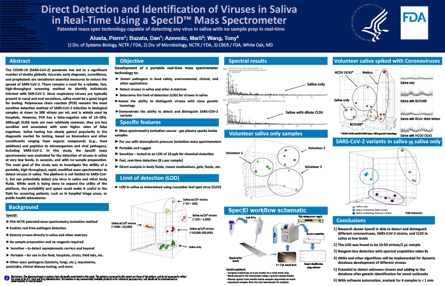 Direct Detection and Identification of Viruses in Saliva in Real-Time Using a SpecID™ Mass Spectrometer