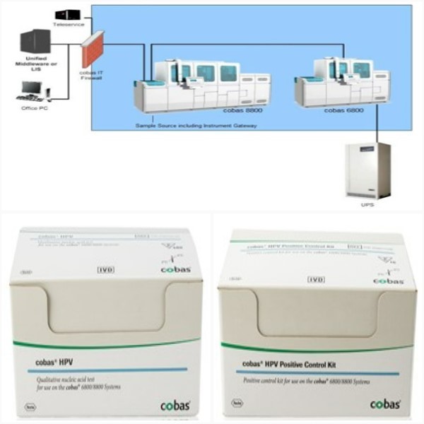 The cobas HPV for use on the cobas 5800/6800/8800 Systems is a lab test to detect HPV in clinician-collected cervical samples or self-collected vaginal samples.