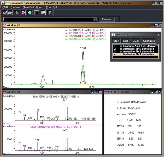 Example of a QEdit report for melamin