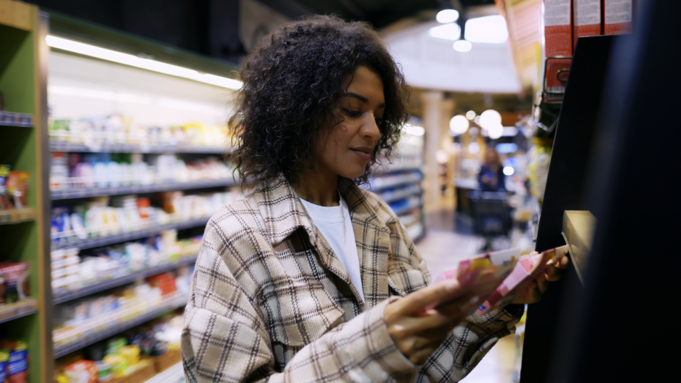 Person reading food packaging