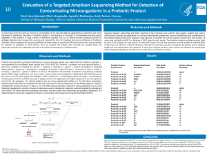 Poster image - Evaluation of a targeted amplicon sequencing method for detection of contaminating microorganisms in a probiotic product