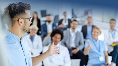 Group of people in training class.