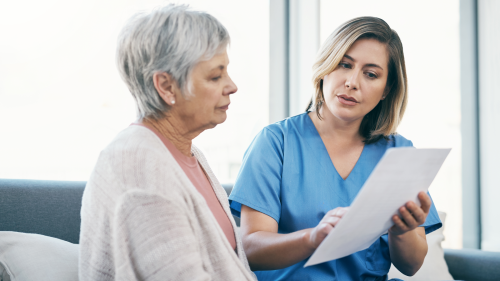 person talking to health care provider