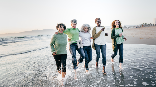 Active women on the beach