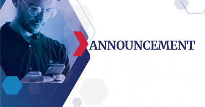 Graphic with an image on the left of a young man looking at his cell phone. On the right side of graphic is the word Announcement in blue text on a white background.