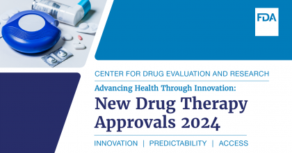 Report cover displaying the title "New Drug Therapy Approval 2024."