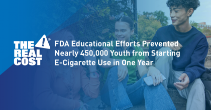 The Real Cost - FDA Educational Efforts Prevented Nearly 450,000 Youth from Starting E-Cigarette Use in one year