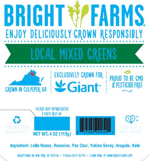 "Label, BrightFarms Local Mixed Greens for Giant"