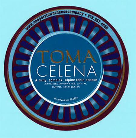 "Label, Toma Celena cheese"