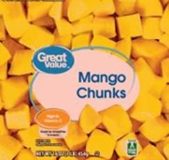 Image 3 - Labeling, Great Value Mango Chunks packaged in a 16-ounce plastic bag 