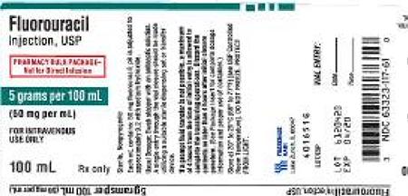 Bottle label, Fluorouracil Injection, NDC 63323-117-61