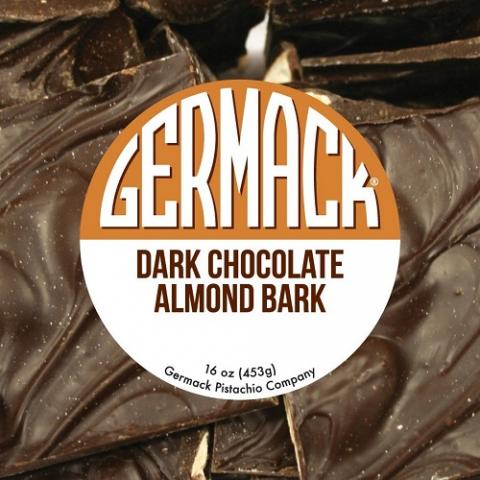 Picture of Germack Dark Chocolate Almond Bark with brand name sticker