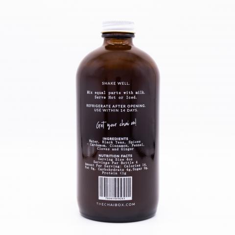 Back product label, Chai unsweetened 16 oz