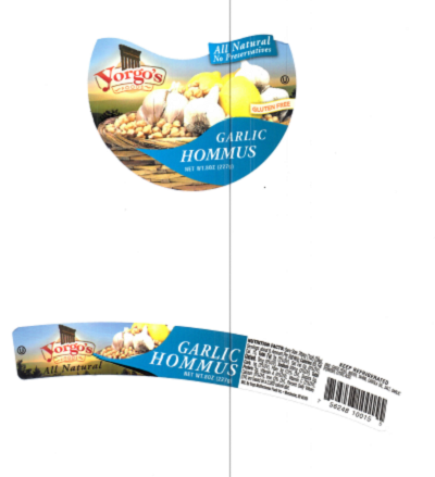 Garlic Hommus 8OZ Top and Side Label