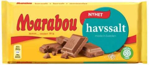 Marabou Sea Salt Chocolate bar, Net Wt. 185 gm front label