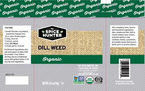 Label example, The Spice Hunter Dill Weed