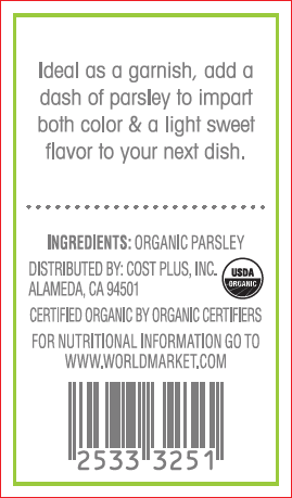 Image 2 - Label, World Market Organic Parsley