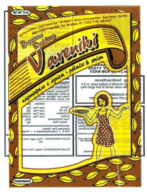 Potato & Onion Vareniki, Net Wt. 14 OZ., front label