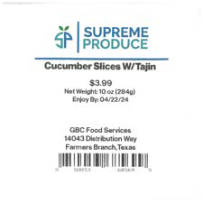 Cucumber Slices W/Tajin 10 oz, UPC 850053685699