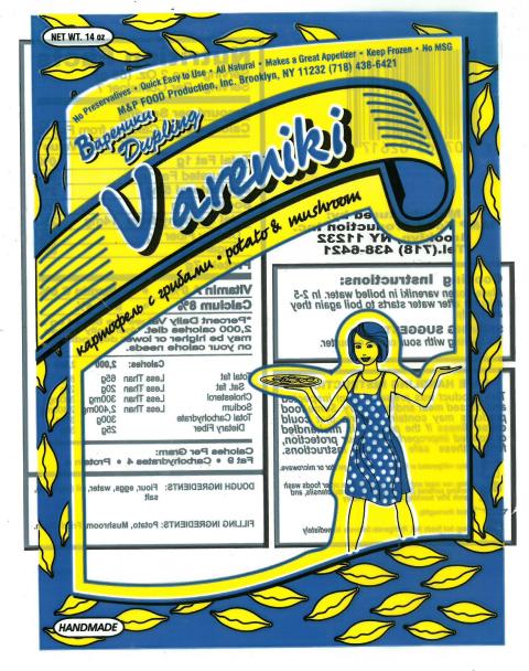 Potato & Mushroom Vareniki, Net Wt. 14 OZ., front label