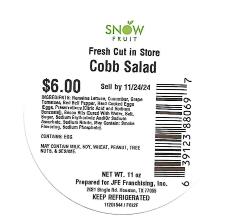 Snowfruit Fresh Cut in Store 11oz Cobb Salad Sell By 11/24/24