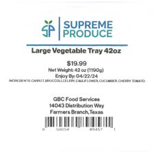 Large Vegetable Tray 42oz, UPC 850054894571