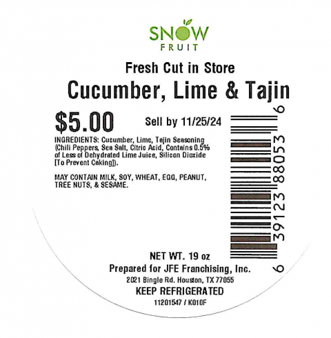 Snowfruit Fresh Cut in Store 19oz Cucumber, Lime & Tajin Sell By 11/25/24