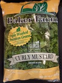 Baker Farms Curly Mustard, front product photo