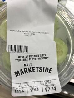 Marketside Fresh Cut Cucumber Slices,  UPC 62969