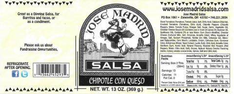 Image 1 – Labeling, Jose Madrid Salsa Chipotle Con Queso