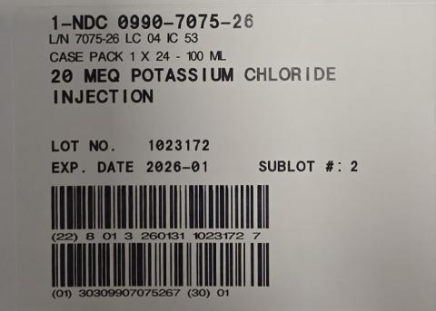 “Example Case label 20 MEQ POTASSIUM CHLORIDE INJECTION”