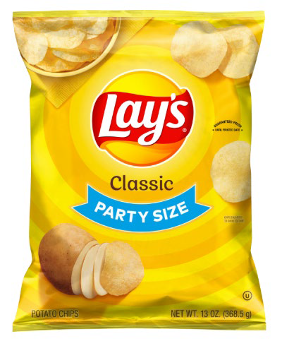 “Image of front label of Lay’s Classic Party Size Potato Chips” 