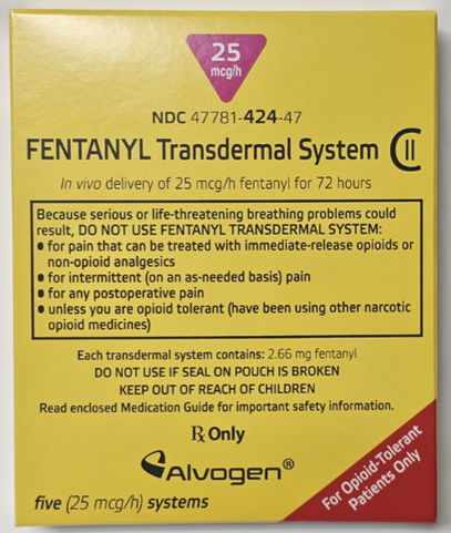 Front of box, Fentanyl Transdermal Patches