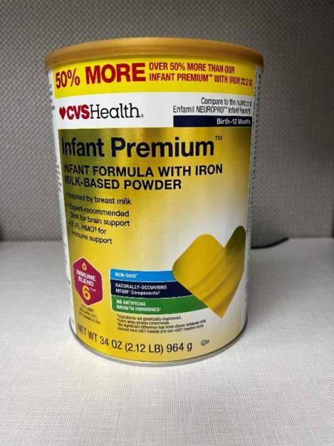 Front of Can, CVS Health Premium Infant Formula with Iron Milk-Based Powder