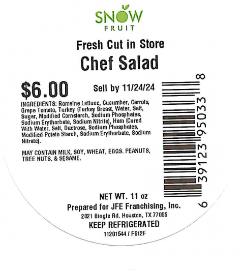 Snowfruit Fresh Cut in Store 11oz Chef Salad Sell By 11/24/24