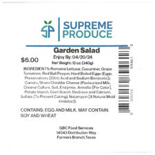 Individual Garden Salad 12OZ, UPC 850054894618