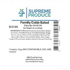 Family Cobb Salad 22OZ, UPC 850054894625