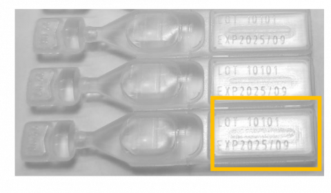 Image 3: “Photograph of vials with lot code and expiration date”