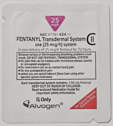 Front of package, Fentanyl Transdermal Patches