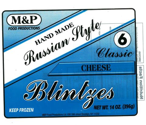 Cheese Blintzes Net Wt. 14 OZ. (396g), front label