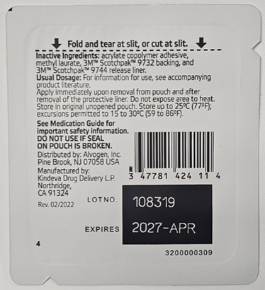 Back of package, Fentanyl Transdermal Patches