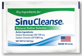 SinuCleanse Soft Tip Squeeze Bottle Nasal Wash System, saline packet front view