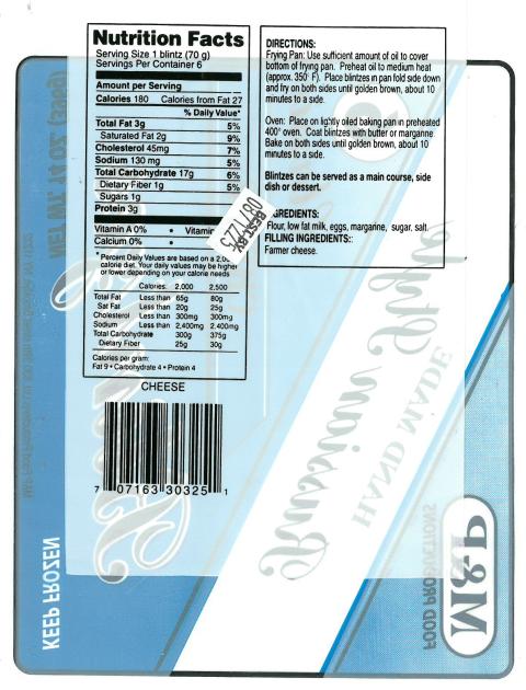 Cheese Blintzes Net Wt. 14 OZ. (396g), back label