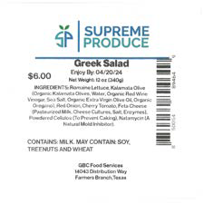 Individual Greek Salad 12OZ, UPC 850054894649